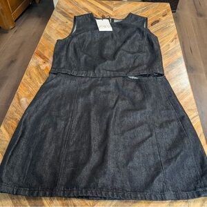 Zara NWT Mini Dress Dark Heavy Denim with side slit SZ M so cute!